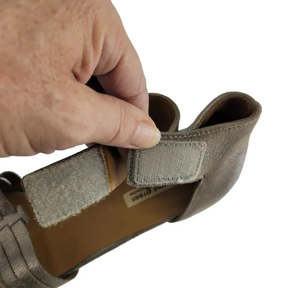 Paul Green Sandals 8 Heeled Leather Handmade Metallic Open‎ Toe Ankle Strap